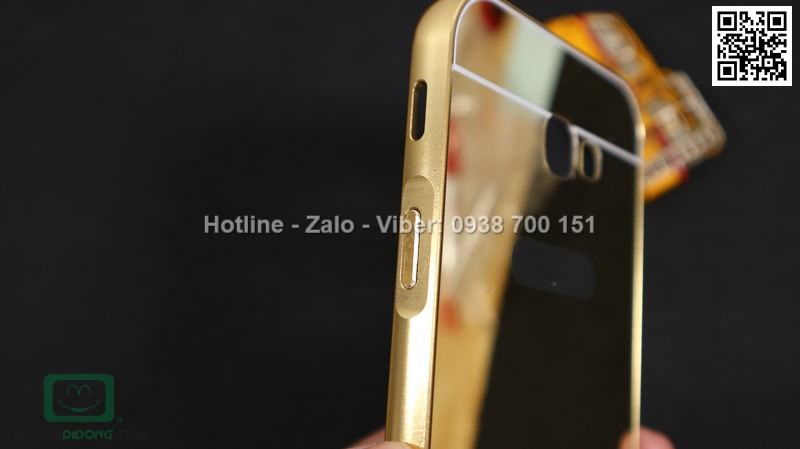 Ốp lưng Samsung Galaxy A7 2017 viền nhôm lưng tráng gương