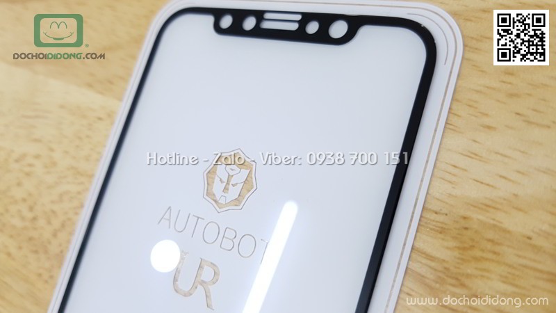 Miếng dán cường lực full màn hình iPhone X XS Autobot 0.26mm 9H kèm dán sau