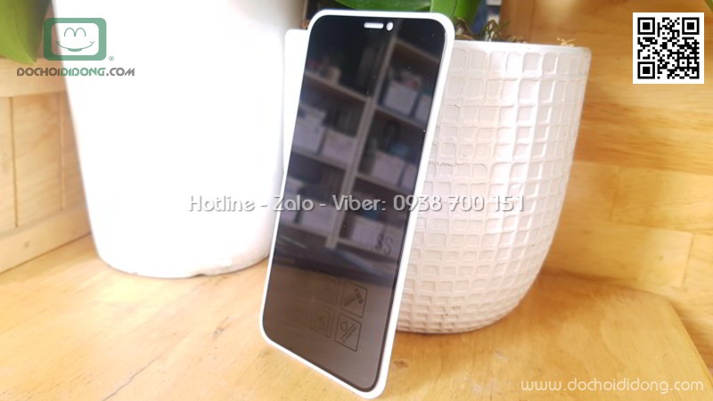 Miếng dán cường lực full màn hình iPhone X XS Hoda chống nhìn trộm 2.5D kèm dán sau