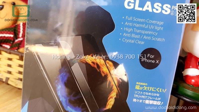 Miếng dán cường lực full màn hình iPhone X ANANK 3D 9H kèm dán sau