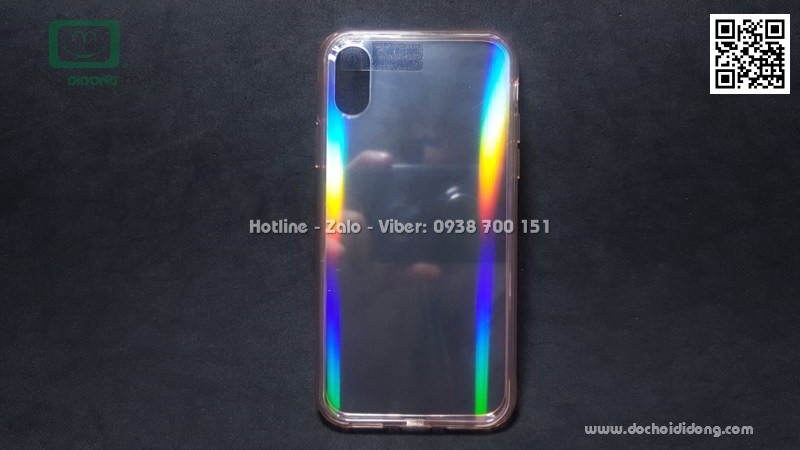 Ốp lưng iPhone X XS Likgus Aurora lưng kính đổi màu