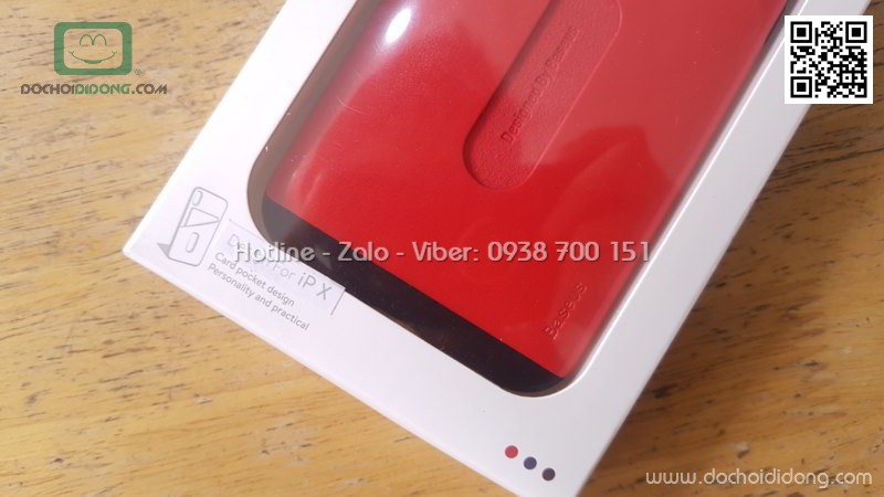 Ốp lưng iPhone X XS Baseus lưng vải nhét card