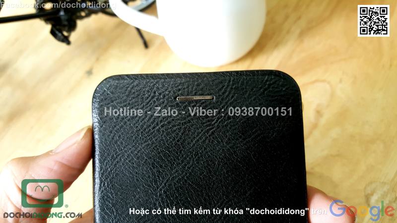 Bao da iPhone 8 Plus Nillkin Qin vân sần