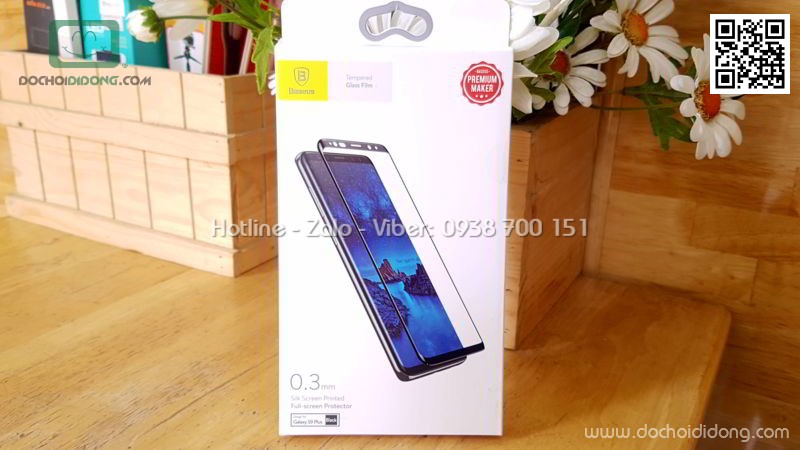 Miếng dán cường lực full màn hình Samsung S9 Plus Baseus 0.3mm