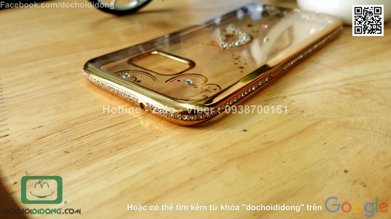 Ốp lưng Samsung Galaxy S7 Edge dẻo trong đính đá