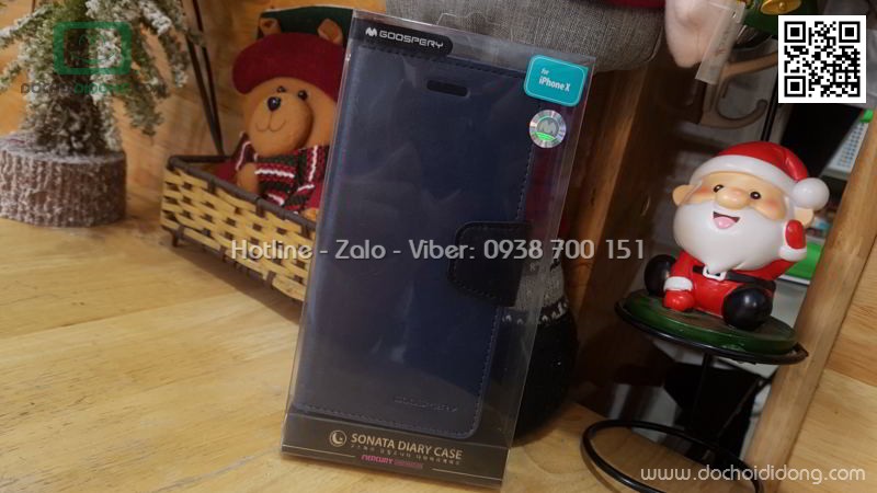 Bao da iPhone X XS Mercury Goospery quai gài nhét card