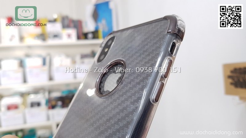 Ốp lưng iPhone X XS Zacase dẻo trong viền màu chống sốc