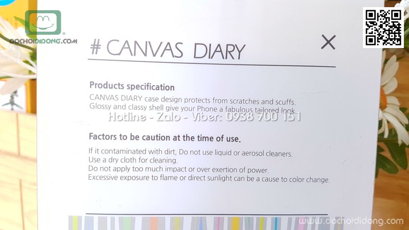 Bao da iPad Mini 1 2 3 Mercury Canvas Diary vân vải nhét card