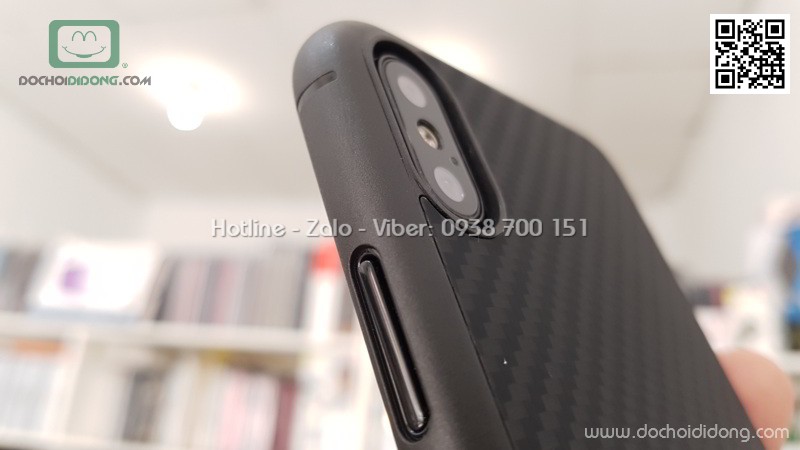 Ốp lưng iPhone X Nillkin carbon