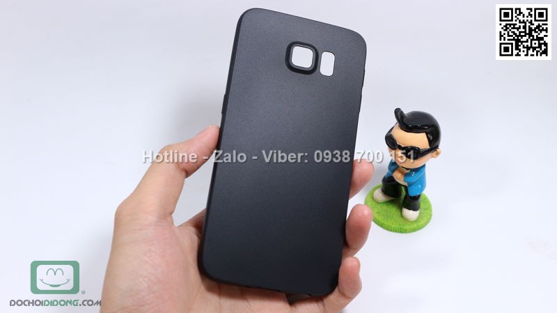 Ốp lưng Samsung Galaxy S6 dẻo nhám đen siêu mỏng bảo vệ camera