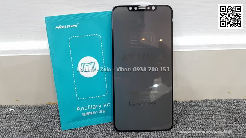 Miếng dán cường lực chống nhìn trộm iPhone XS Max Nillkin 3D AP Max full màn hình