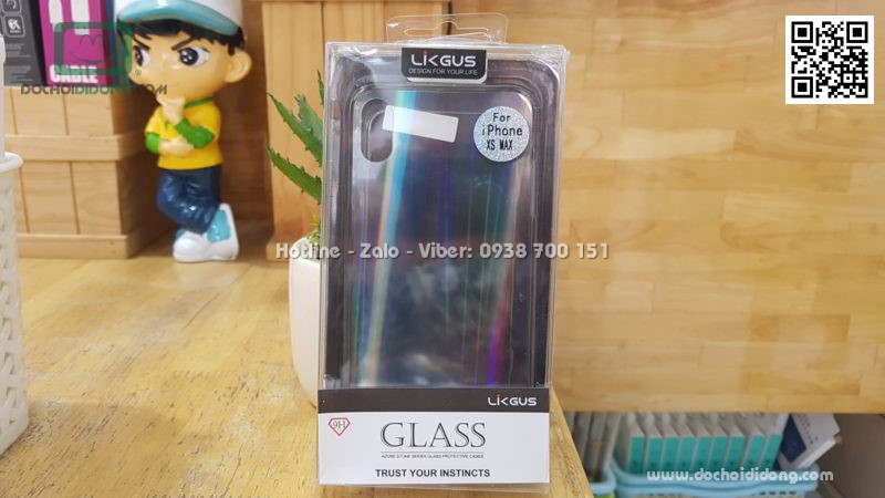 Ốp lưng iPhone XS Max Likgus Aurora lưng kính đổi màu