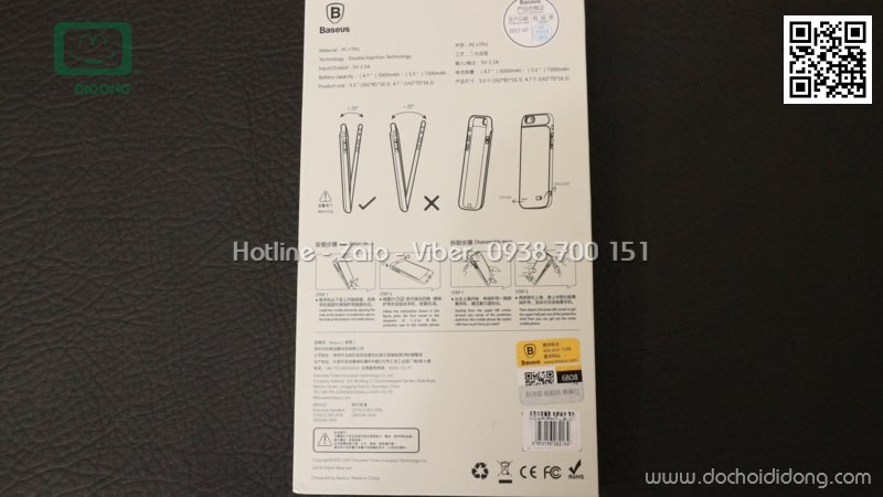 Ốp lưng sạc dự phòng iPhone 8 Baseus 5000mAh