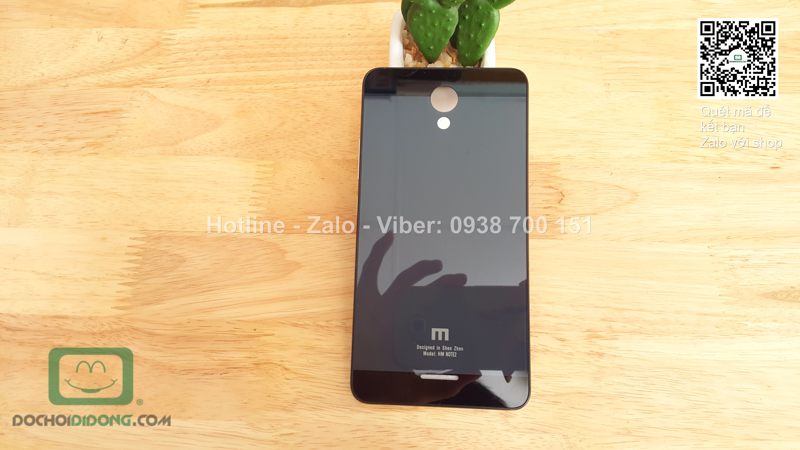 Ốp lưng Xiaomi Redmi Note 2 viền nhôm lưng kính thay nắp