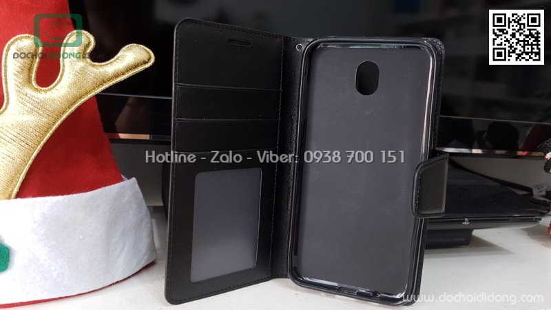 Bao da Samsung J7 Pro Hanman dạng ví có quai gài