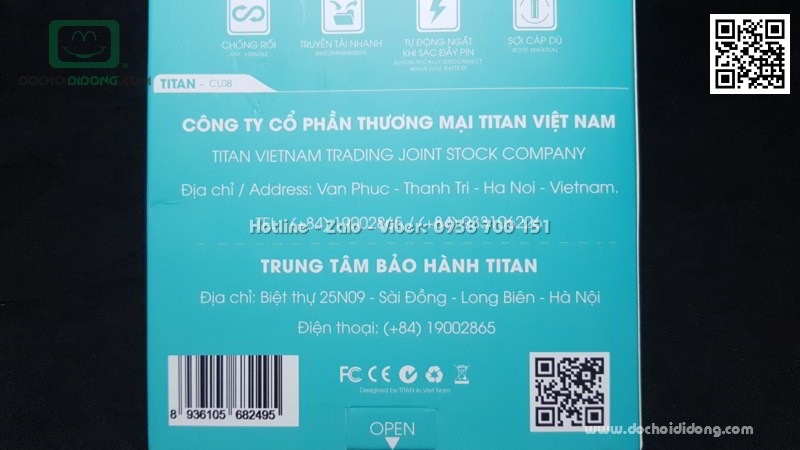 Cáp sạc Lightning Titan CL08 tự ngắt khi đầy 2m