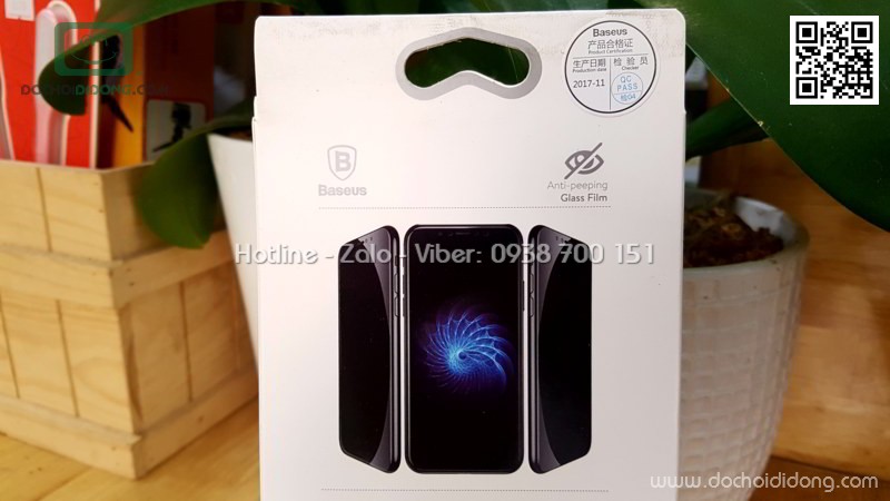 Miếng dán cường lực chống nhìn trộm iPhone X XS Baseus full màn hình