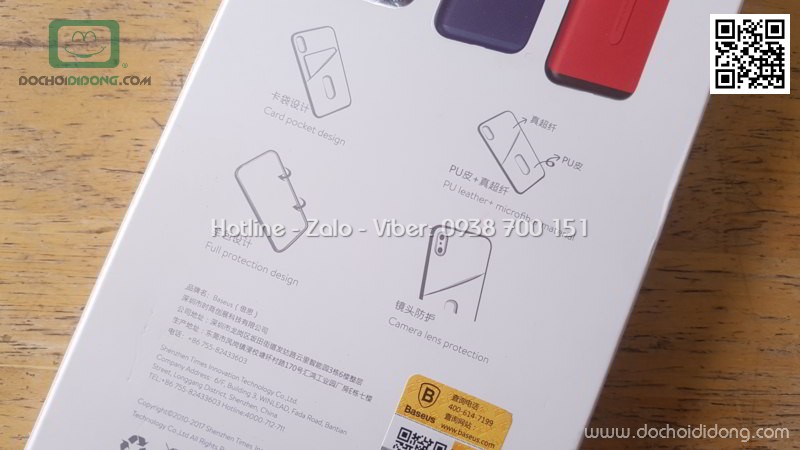 Ốp lưng iPhone X Baseus lưng vải nhét card