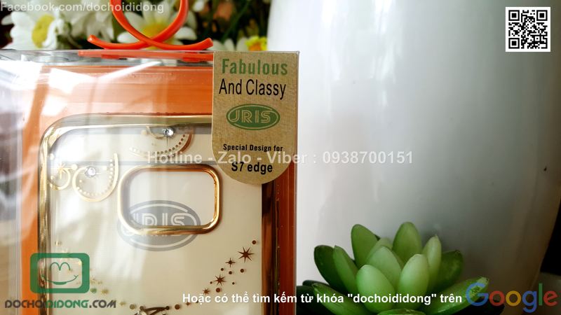 Ốp lưng Samsung Galaxy S7 Edge dẻo trong đính đá