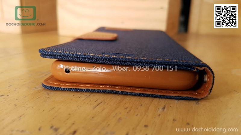 Bao da Samsung S8 Mercury Canvas Diary vân vải nhét card