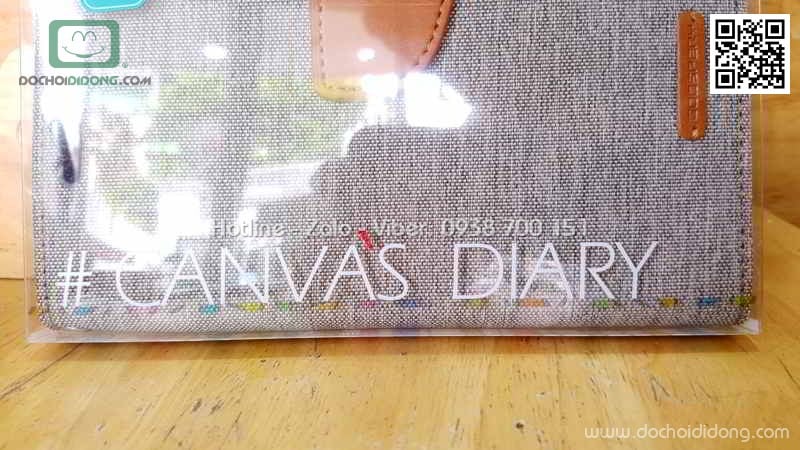 Bao da Samsung S9 Plus Mercury Canvas Diary vân vải nhét card