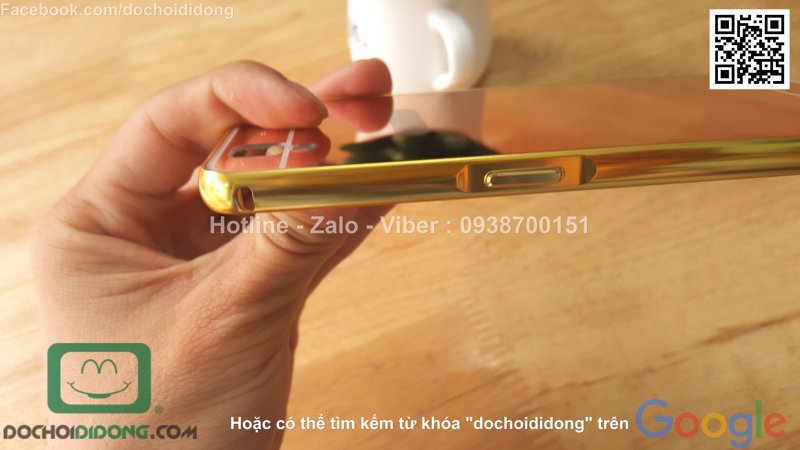 Ốp lưng OPPO R7S viền nhôm lưng tráng gương