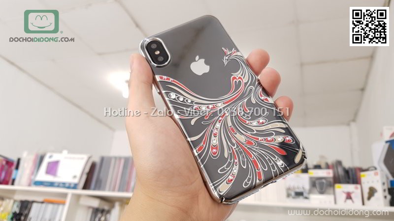Ốp lưng iPhone X Kavaro trong viền màu đính đá