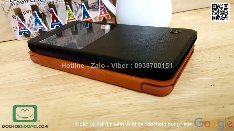 Bao da Samsung Galaxy A9 Nillkin Qin vân sần
