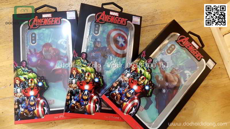 Ốp lưng iPhone X XS Marvel Avengers in 3D 2 lớp