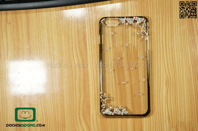 Ốp lưng iPhone 6 Plus viền xi đính đá