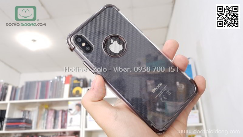 Ốp lưng iPhone X Zacase dẻo trong viền màu chống sốc