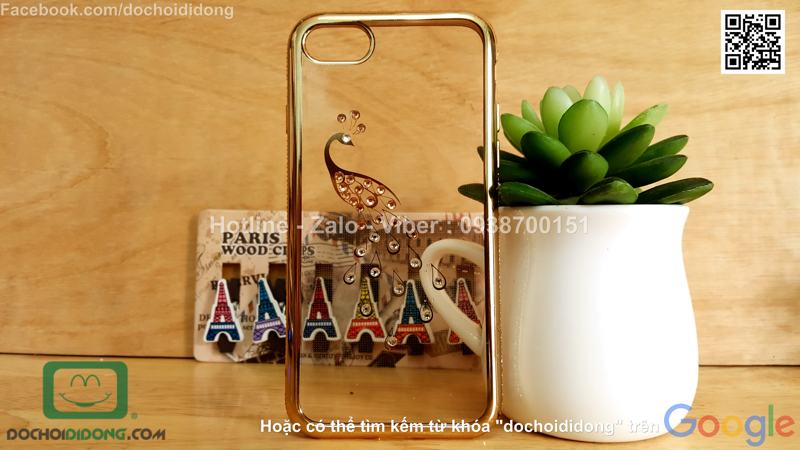 Ốp lưng iPhone 7 đính đá hình con công