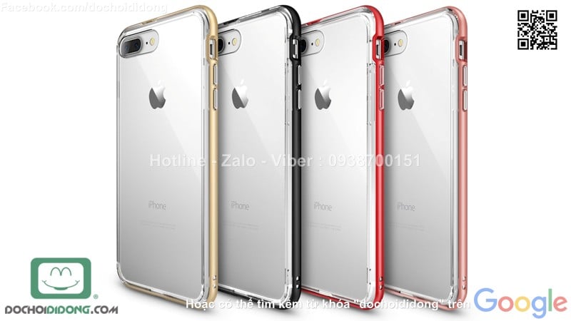 Ốp lưng iPhone 8 Plus Ringke dẻo trong viền màu