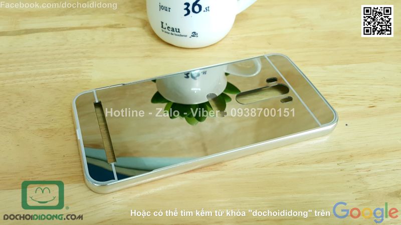 Ốp lưng Asus Zenfone Selfie ZD551KL viền nhôm lưng tráng gương