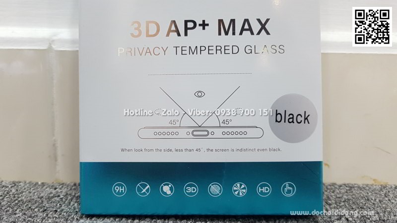 Miếng dán cường lực chống nhìn trộm iPhone X XS Nillkin 3D AP Max full màn hình