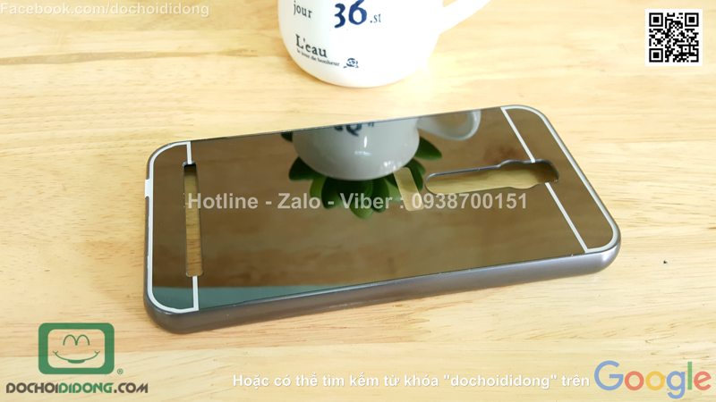 Ốp lưng Asus Zenfone 2 ZE551ML viền nhôm lưng tráng gương