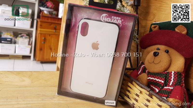 Ốp lưng iPhone X XS Hojar lưng kính cường lực viền mềm