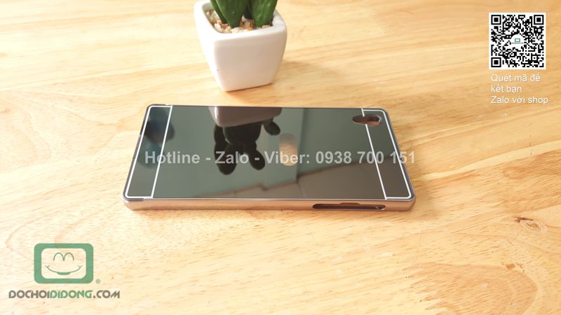 Ốp lưng Sony Xperia Z5 viền nhôm lưng tráng gương