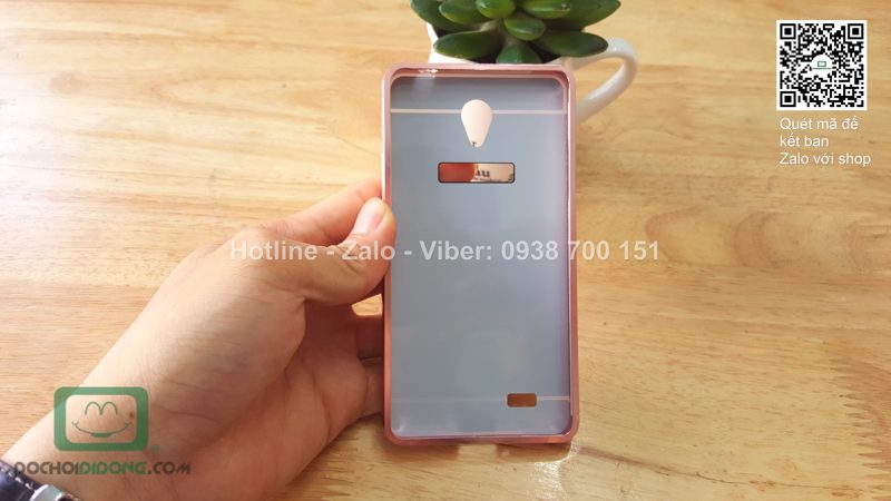 Ốp lưng OPPO Joy 3 viền nhôm lưng tráng gương