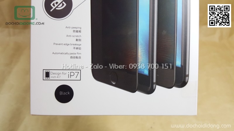 Miếng dán cường lực chống nhìn trộm iPhone 7 Baseus full màn hình