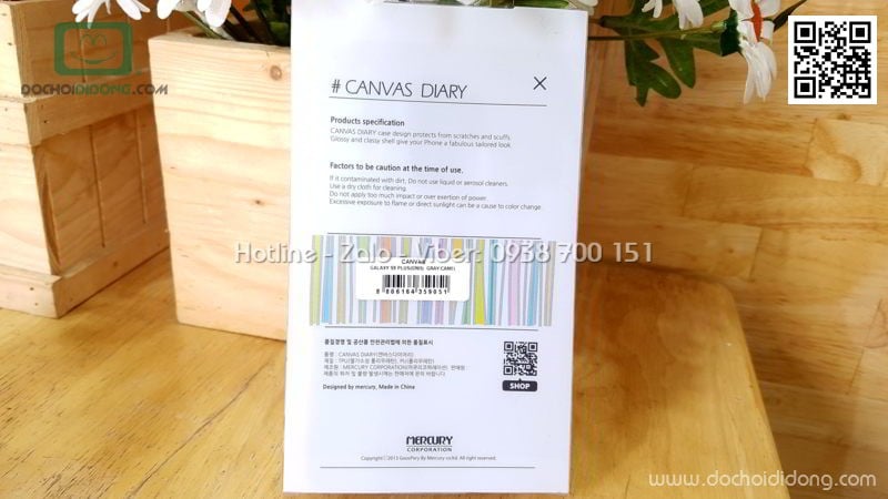 Bao da Samsung S9 Plus Mercury Canvas Diary vân vải nhét card