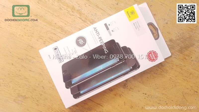 Miếng dán cường lực chống nhìn trộm iPhone 6 6S Baseus full màn hình