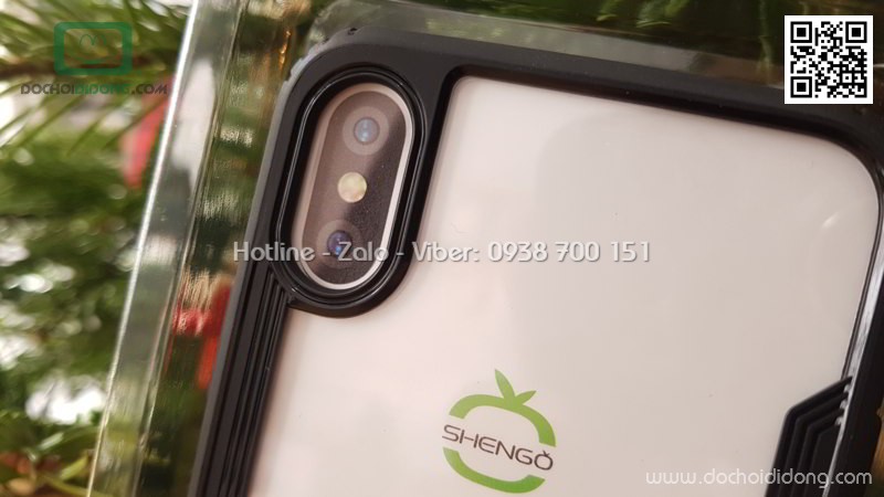 Ốp lưng iPhone X XS SHENGO lưng kính cường lực viền chống trượt