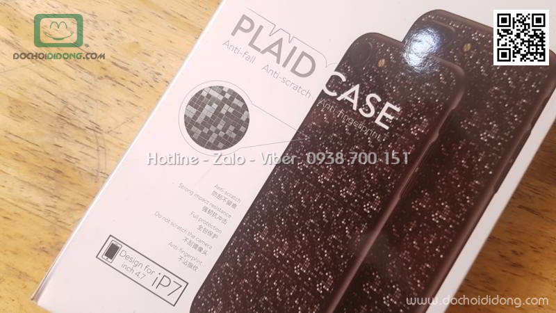 Ốp lưng iPhone 7 Baseus Plaid lưng vân lấp lánh