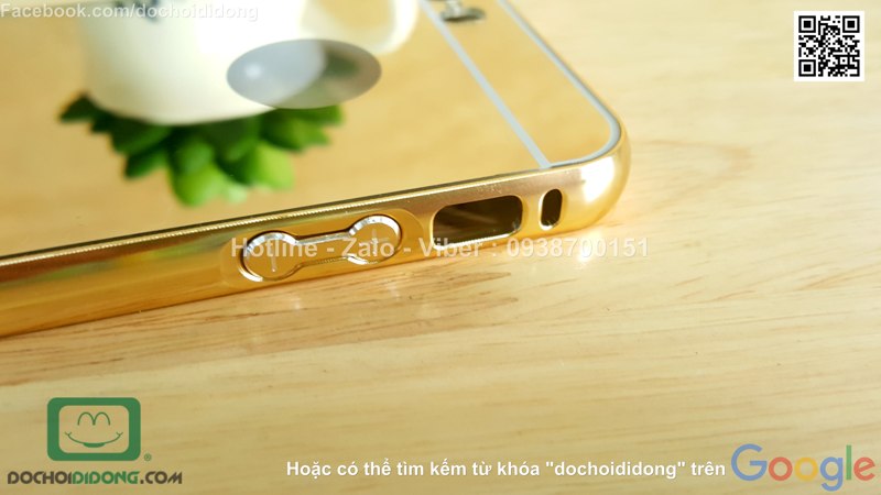 Ốp lưng iPhone 5 5s viền nhôm lưng tráng gương