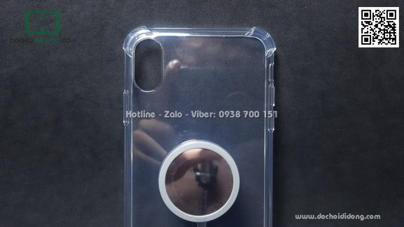 Ốp lưng iPhone XS Max Totu trong suốt có Pop Socket gương soi