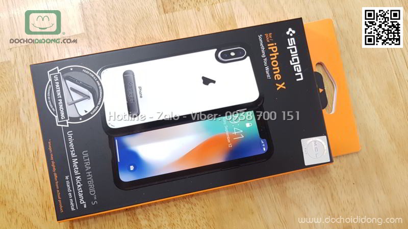 Ốp lưng iPhone X Spigen Ultra Hybrid có chống lưng