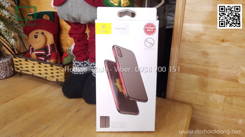 Ốp lưng iPhone X XS Baseus Bumper viền gân 3 lớp