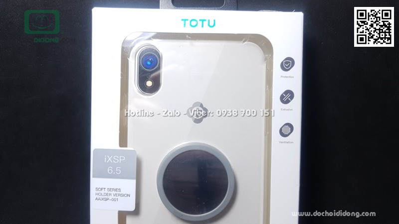 Ốp lưng iPhone XS Max Totu trong suốt có Pop Socket gương soi