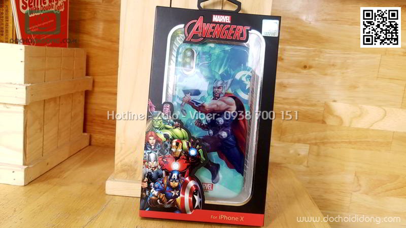 Ốp lưng iPhone X XS Marvel Avengers in 3D 2 lớp